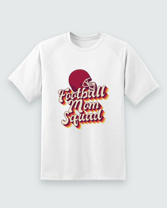 Football Mom Squad Game Day Tee — white shirt, front view