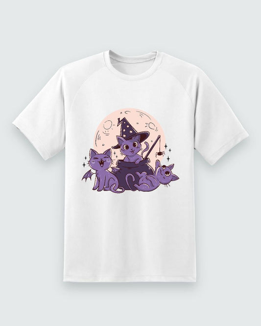 Witchy Cats Tee — White shirt, front print