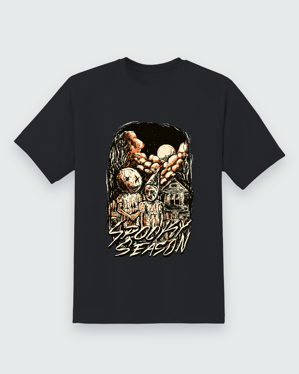 Spooky Season Graphic Tee — black shirt, front view