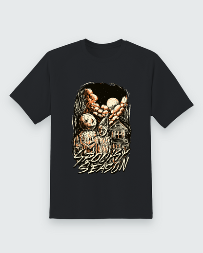 Spooky Season Graphic Tee — black shirt, front view
