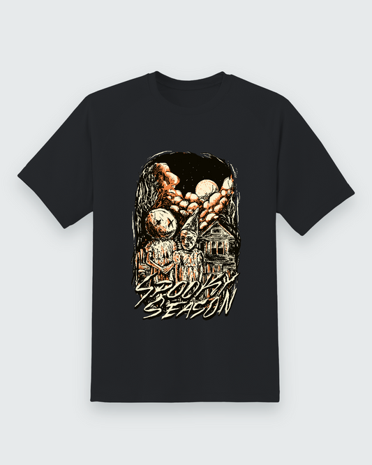 Spooky Season Graphic Tee — black shirt, front view