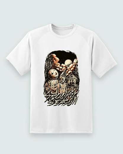 Spooky Season Graphic Tee — white shirt, front view