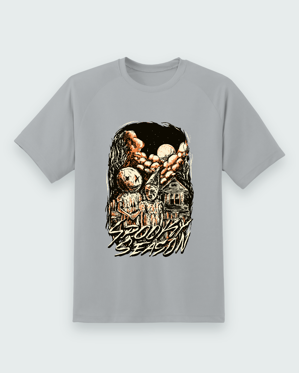 Spooky Season Graphic Tee — sport grey shirt, front view