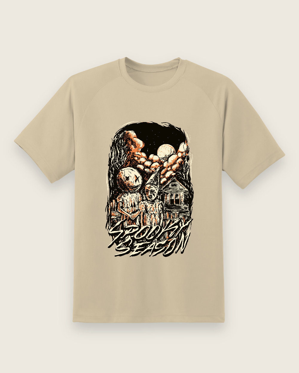 Spooky Season Graphic Tee — sand shirt, front view