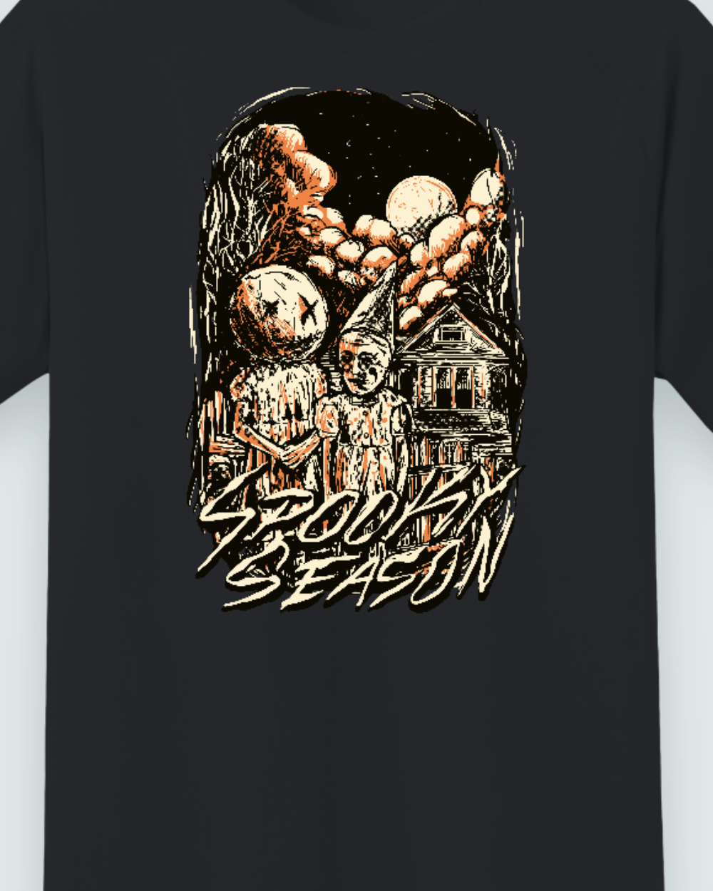 Spooky Season Graphic Tee — Close-up of the graphic print