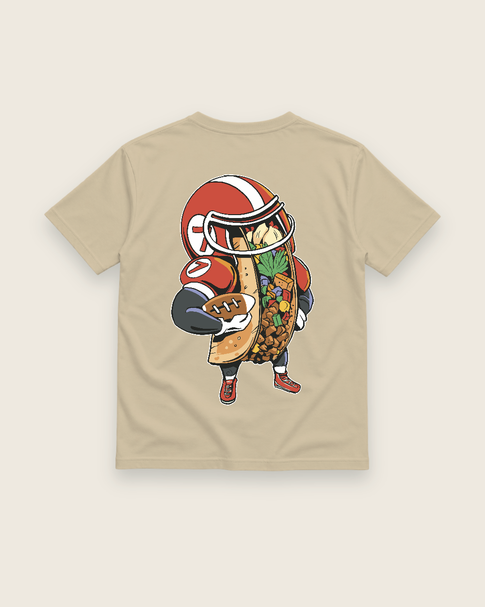 Football Taco Game Day Tee — sand shirt, back view