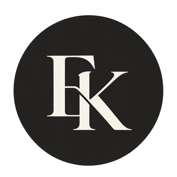 Emin Keskin EK monogram in ivory on charcoal