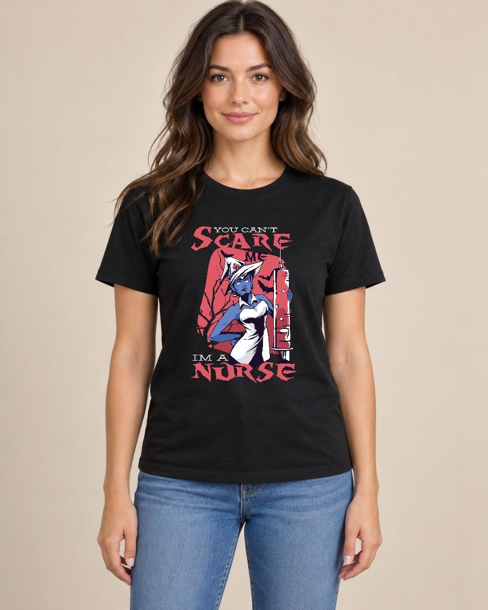You Can’t Scare Me Nurse Halloween Tee — Additional product view