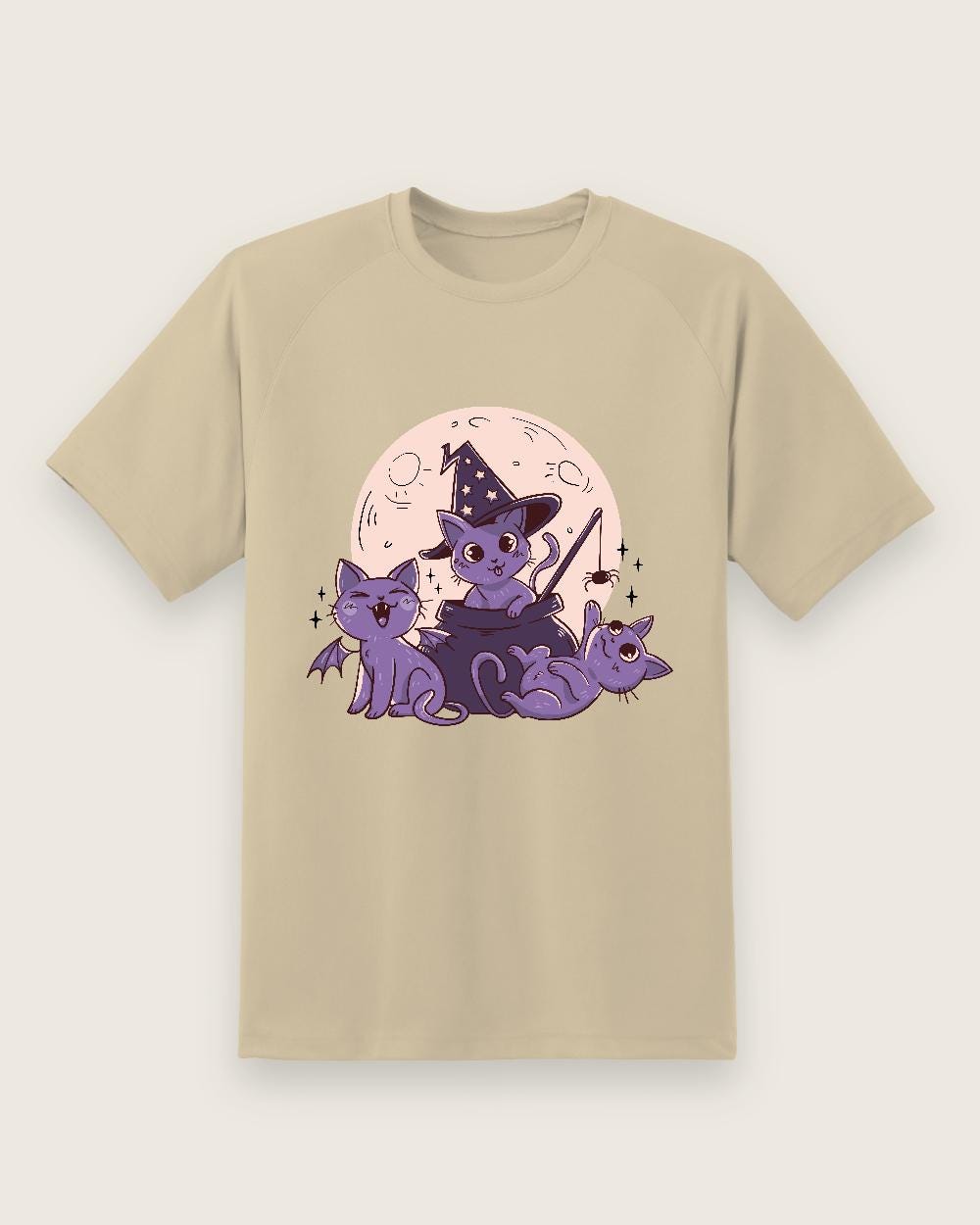 Witchy Cats Tee — Sand shirt, front print
