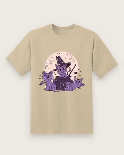 Witchy Cats Tee — Sand shirt, front print