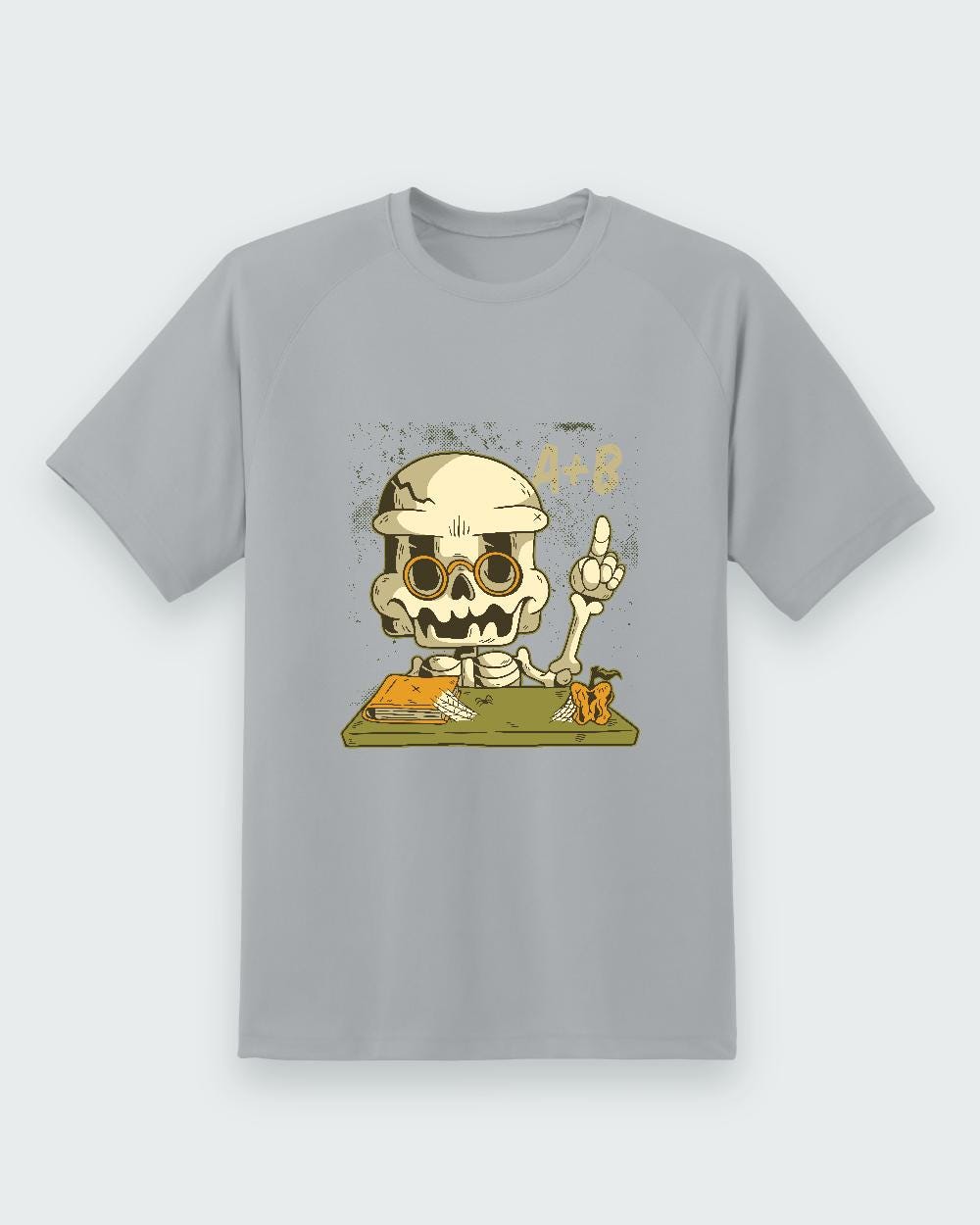 Skeleton Teacher Halloween Tee — sport grey shirt, front view