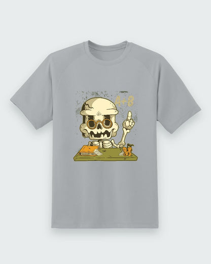 Skeleton Teacher Halloween Tee — sport grey shirt, front view
