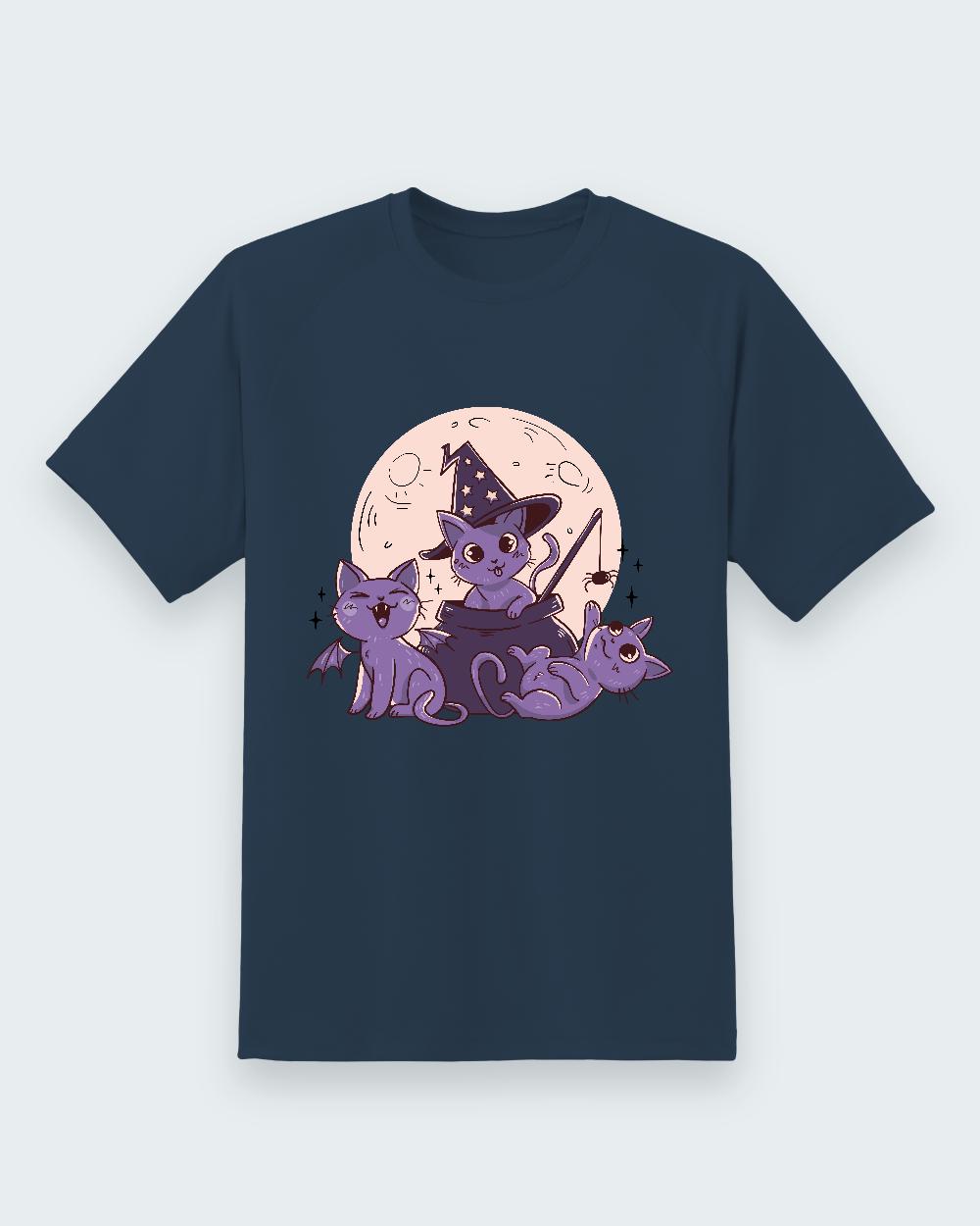 Witchy Cats Tee — Navy shirt, front print