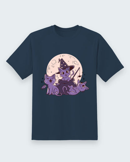 Witchy Cats Tee — Navy shirt, front print