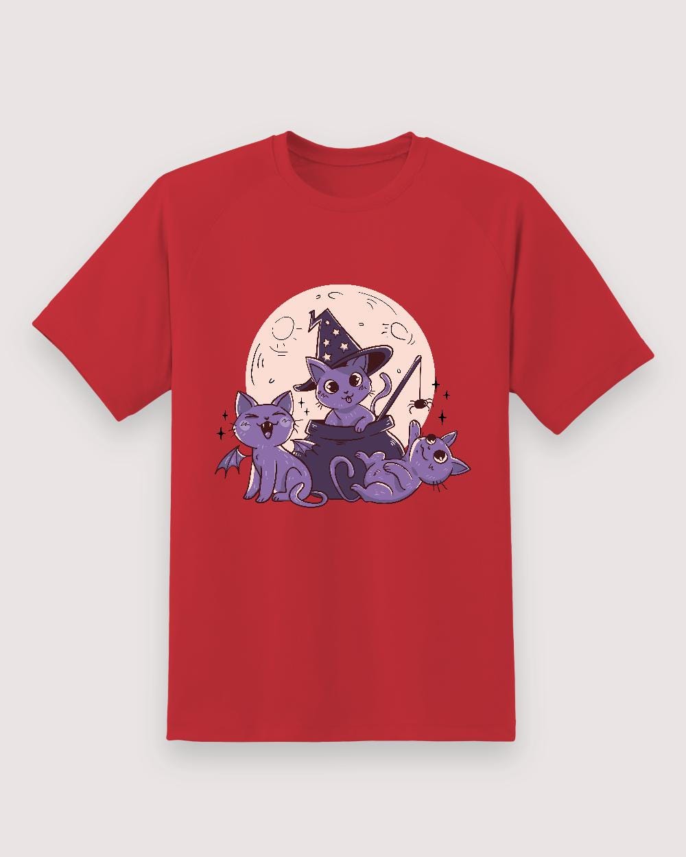 Witchy Cats Tee — Red shirt, front print